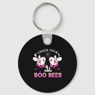 Check Your Boo Bees Funny Breast Cancer Halloween  Keychain