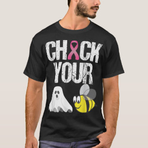 Check Your Boo Bees Funny Breast Cancer Halloween  T-Shirt