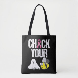 Check Your Boo Bees Funny Breast Cancer Halloween Tote Bag