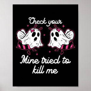 Check Your Boo Bees Pink Ribbon Gift Poster