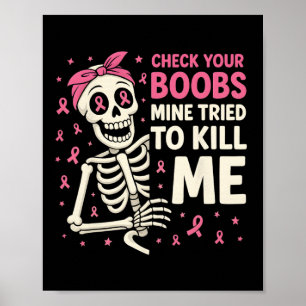 Check Your Breast Halloween Pink Ribbon Women Poster