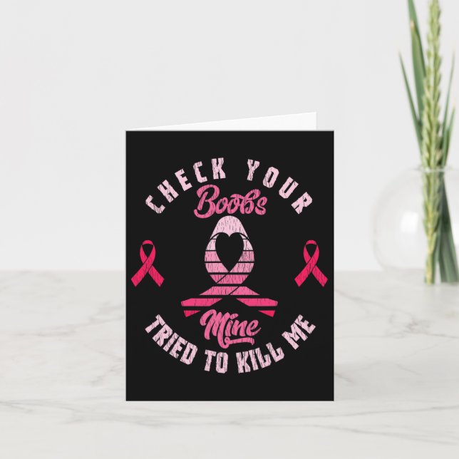 Check Your Breast Ribbon Breast Cancer Awareness S Card (Front)