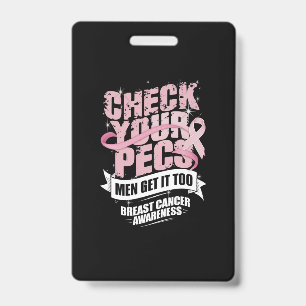 Check Your Pecs Men Breast Cancer Awareness Badge