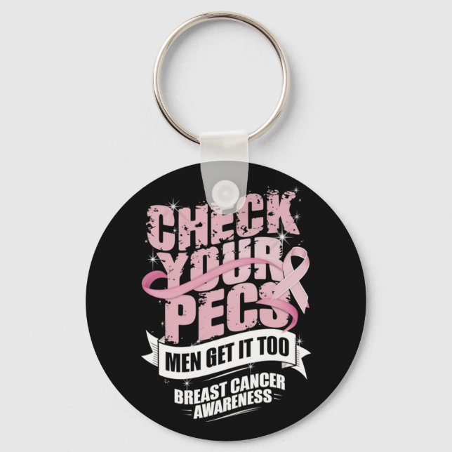 Check Your Pecs Men Breast Cancer Awareness Keychain (Front)