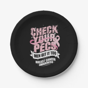 Check Your Pecs Men Breast Cancer Awareness Paper Plate