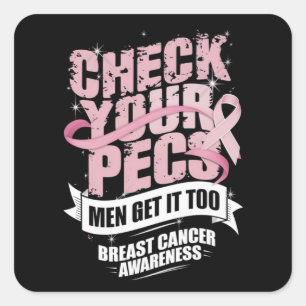 Check Your Pecs Men Breast Cancer Awareness Square Sticker