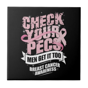 Check Your Pecs Men Breast Cancer Awareness Tile
