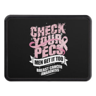 Check Your Pecs Men Breast Cancer Awareness Trailer Hitch Cover