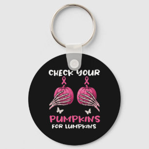 Check Your Pumpkins Breast Cancer Awareness Hallow Keychain