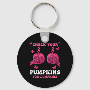Check Your Pumpkins Breast Cancer Awareness Hallow Keychain