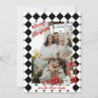 Checkboard Background Photo Holiday Card