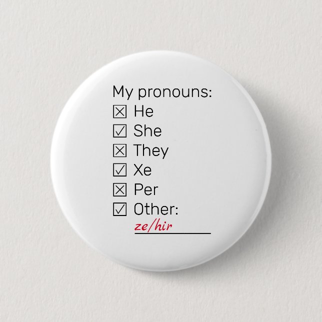 Checkboxes neopronoun 2 inch round button (Front)