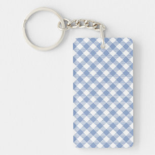 Checked Blue Gingham Classic  Keychain