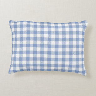 Checked Blue Gingham Classic Pattern Accent Pillow