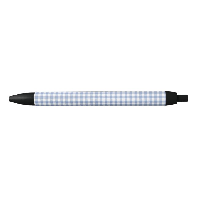 Checked Blue Gingham Classic Pattern Black Ink Pen (Front)