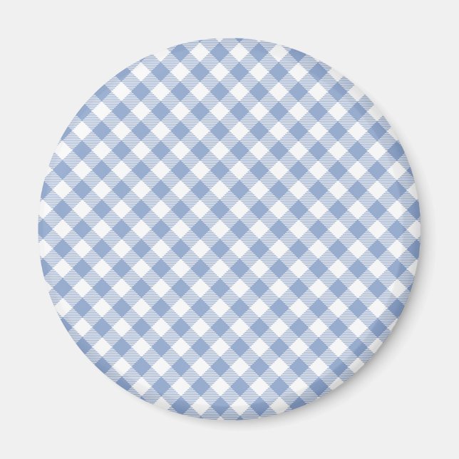 Checked Blue Gingham Classic Pattern Magnet (Front)