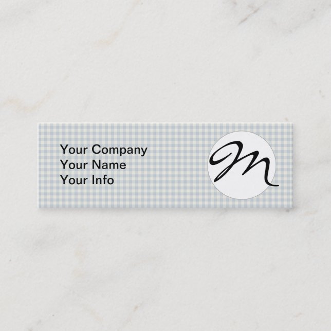 Checked Blue Gingham Classic Pattern Mini Business Card (Front)