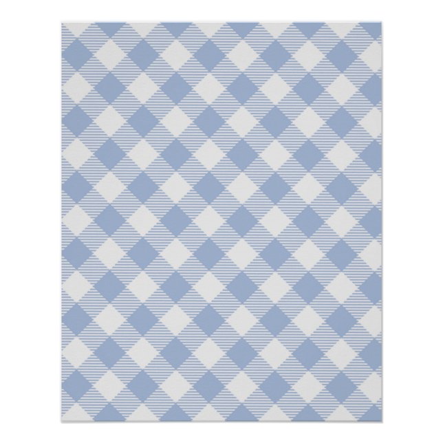 Checked Blue Gingham Classic Pattern Poster (Front)