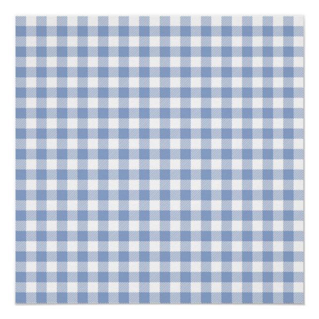 Checked Blue Gingham Classic Pattern Poster (Front)