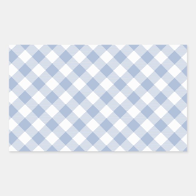Checked Blue Gingham Classic Pattern Sticker (Front)