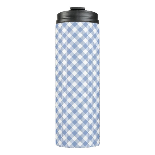 Checked Blue Gingham Classic Pattern Thermal Tumbler (Front)