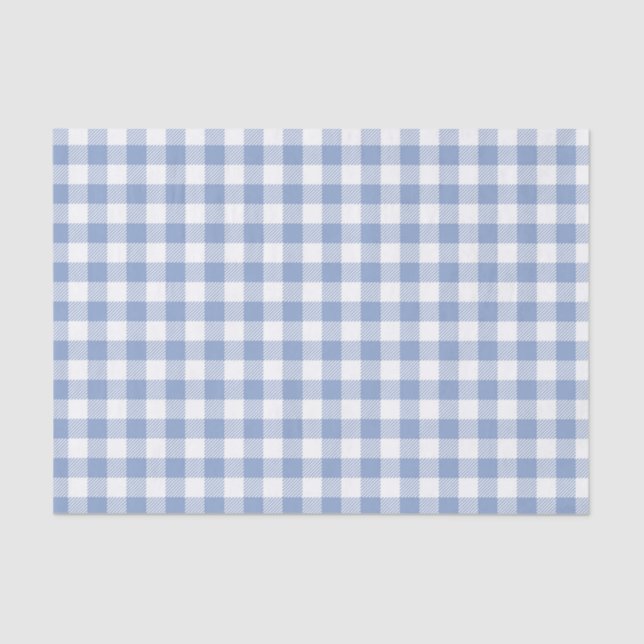 Checked Blue Gingham Classic Pattern Tissue Paper (Front)