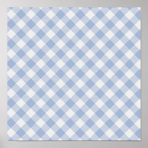 Checked Blue Gingham Classic Poster