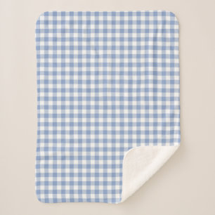 Checked Blue Gingham Classic Sherpa Blanket