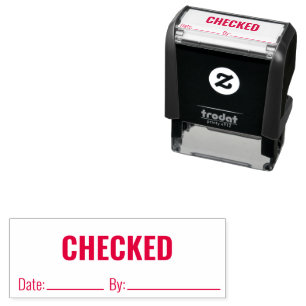 CHECKED By and Date Line Business Text Template Self-inking Stamp