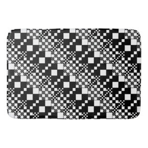 Checked, Checks - Black and White Bath Mat