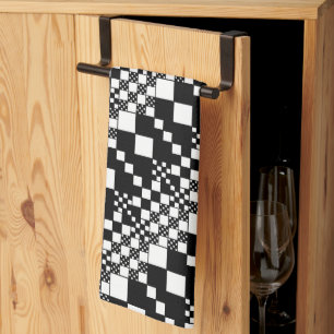 Checked, Checks - Black and White Kitchen Towel