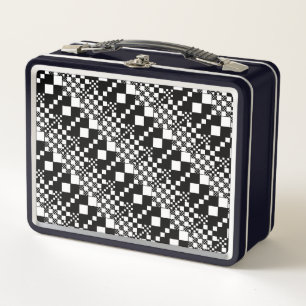 Checked, Checks - Black and White Metal Lunch Box