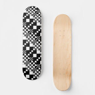 Checked, Checks - Black and White Skateboard