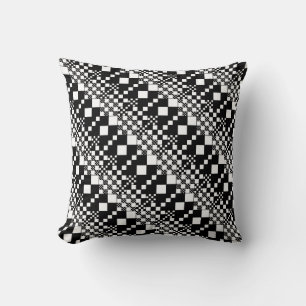 Checked, Checks - Black and White Throw Pillow