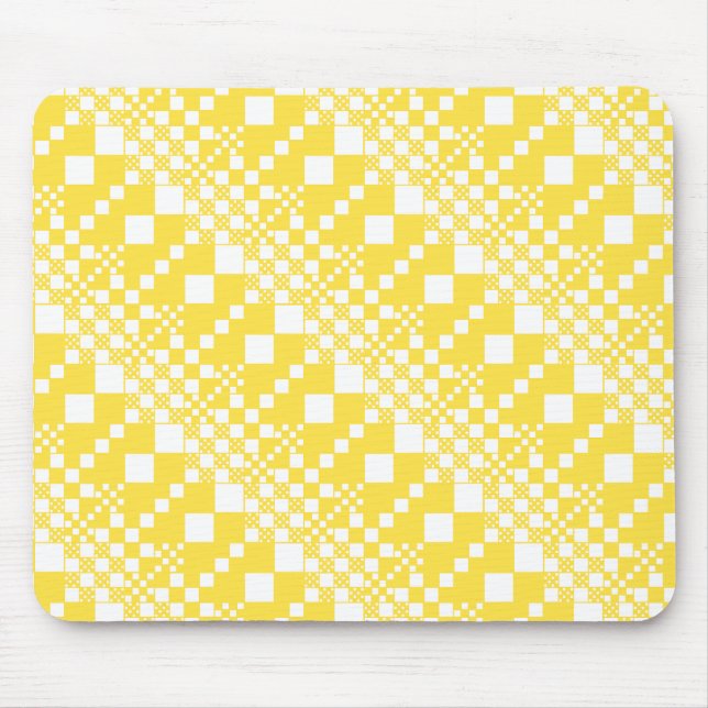 Checked, Checks in Lemon Yellow and White Mouse Pad (Front)