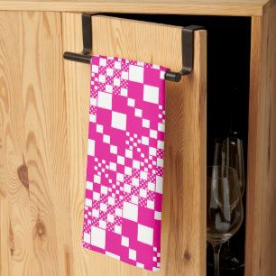 Checked, Checks in Magenta and White Kitchen Towel