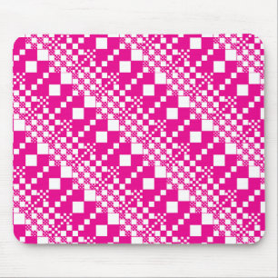 Checked, Checks in Magenta and White Mouse Pad