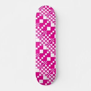 Checked, Checks in Magenta and White Skateboard