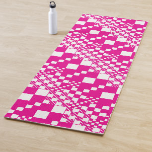 Checked, Checks in Magenta and White Yoga Mat