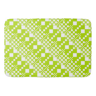 Checked, Checks - Lime Green and White Bath Mat