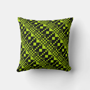 Checked, Checks - Lime Green Throw Pillow