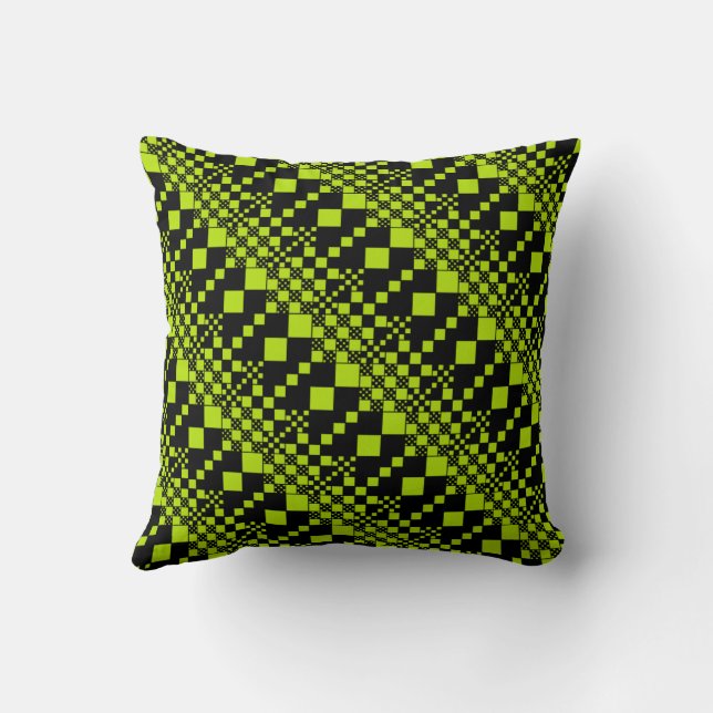 Checked, Checks - Lime Green Throw Pillow (Back)