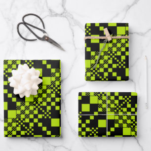 Checked, Checks - Lime Green Wrapping Paper Sheet