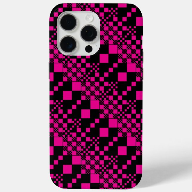 Checked, Checks - Magenta and Black Case-Mate iPhone Case (Back)
