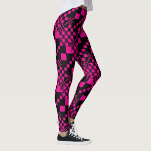 Checked, Checks - Magenta and Black Leggings