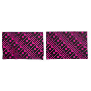 Checked, Checks - Magenta and Black Pillowcase