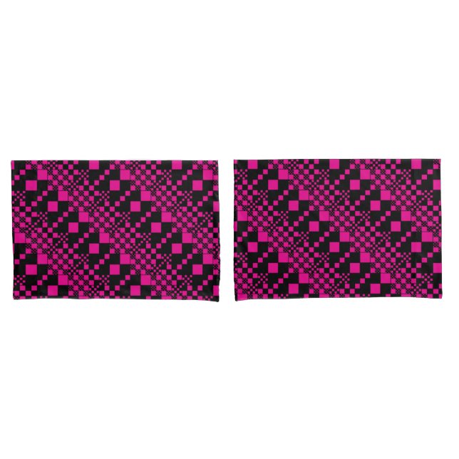 Checked, Checks - Magenta and Black Pillowcase (Front-Set)