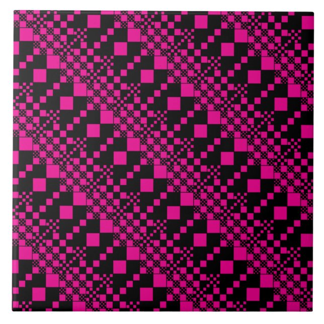 Checked, Checks - Magenta and Black  Tile (Front)