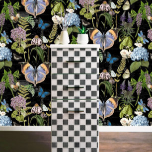 Checked Chequerboard Black and White Decoupage Tissue Paper