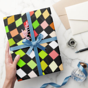 Checked Geometric Wrapping Paper